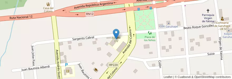 Mapa de ubicacion de Escuela 372 en アルゼンチン, ミシオネス州, Departamento Libertador General San Martín, Municipio De Garuhapé.