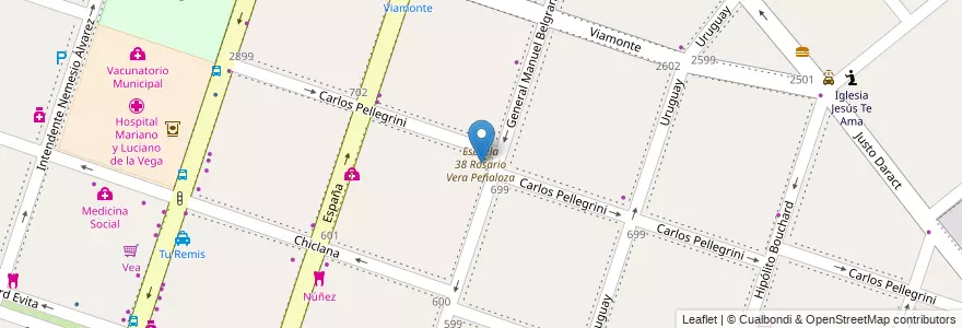 Mapa de ubicacion de Escuela 38 Rosario Vera Peñaloza en Argentina, Buenos Aires, Partido De Moreno, Moreno.