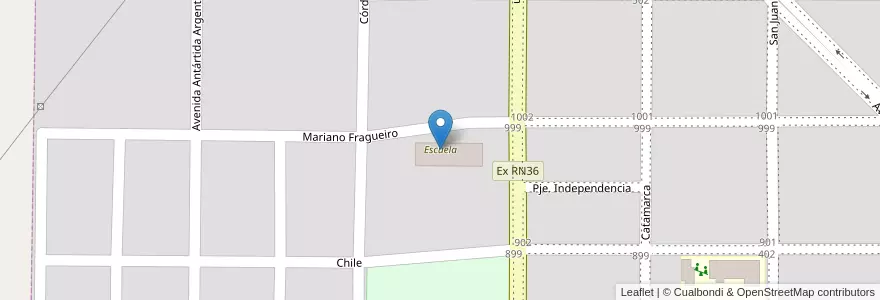 Mapa de ubicacion de Escuela en Аргентина, Кордова, Departamento Tercero Arriba, Pedanía Salto, Municipio De Almafuerte, Almafuerte.