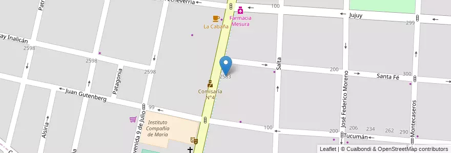 Mapa de ubicacion de Escuela 4-008 Fray Mamerto Esquiu en Arjantin, Şili, Mendoza, Departamento Capital, Ciudad De Mendoza.