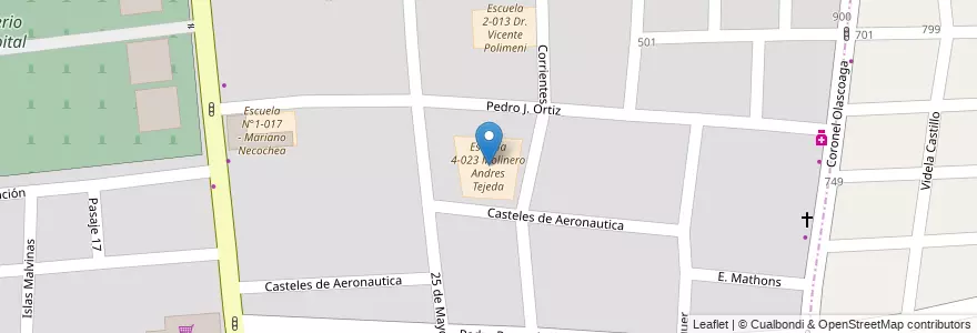 Mapa de ubicacion de Escuela 4-023 Molinero Andres Tejeda en Argentina, Cile, Mendoza, Departamento Las Heras.