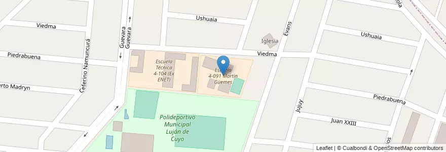 Mapa de ubicacion de Escuela 4-091 Martín Güemes en Argentinien, Chile, Mendoza, Departamento Luján De Cuyo, Luján De Cuyo, Distrito Ciudad De Luján De Cuyo.