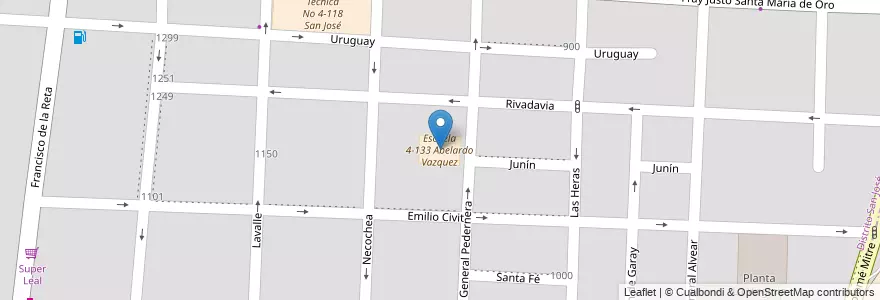 Mapa de ubicacion de Escuela 4-133 Abelardo Vazquez en アルゼンチン, チリ, メンドーサ州, Departamento Guaymallén, Distrito San José.