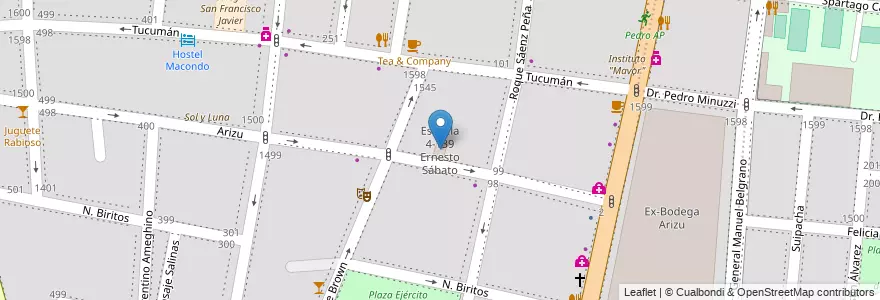 Mapa de ubicacion de Escuela 4-139 Ernesto Sábato en アルゼンチン, チリ, メンドーサ州, Godoy Cruz, Departamento Godoy Cruz, Distrito Ciudad De Godoy Cruz.