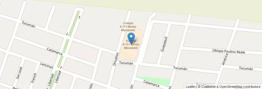 Mapa de ubicacion de Escuela 4-151 Benito Marianetti en 阿根廷, 智利, Mendoza, Departamento Luján De Cuyo, Luján De Cuyo, Distrito Mayor Drummond.