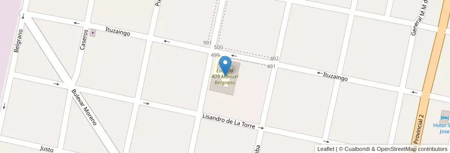 Mapa de ubicacion de Escuela 409 Manuel Belgrano en Argentinien, Santa Fe, Departamento San Cristóbal, Municipio De San Cristóbal.
