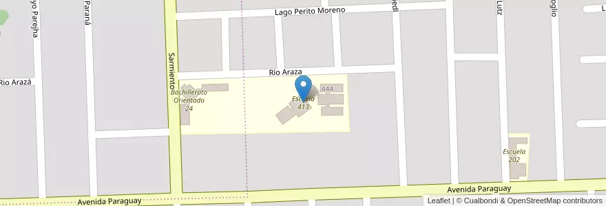 Mapa de ubicacion de Escuela 413 en Argentinië, Misiones, Departamento Eldorado, Municipio De Eldorado, Eldorado.