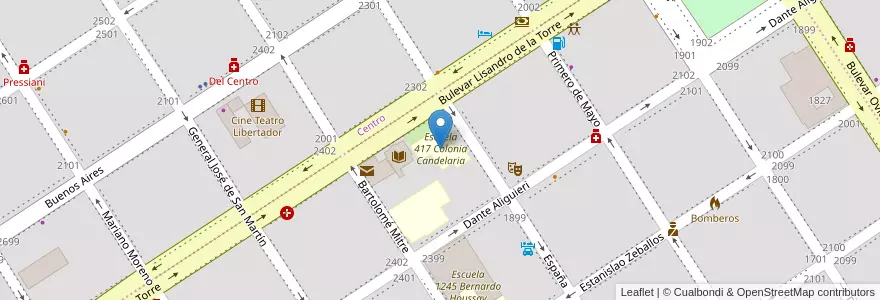 Mapa de ubicacion de Escuela 417 Colonia Candelaria en Arjantin, Santa Fe, Departamento Caseros, Municipio De Casilda, Casilda.