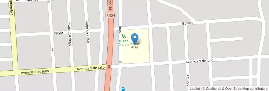 Mapa de ubicacion de Escuela 4176 en アルゼンチン, サルタ州, General San Martín, Municipio De Tartagal, Tartagal.