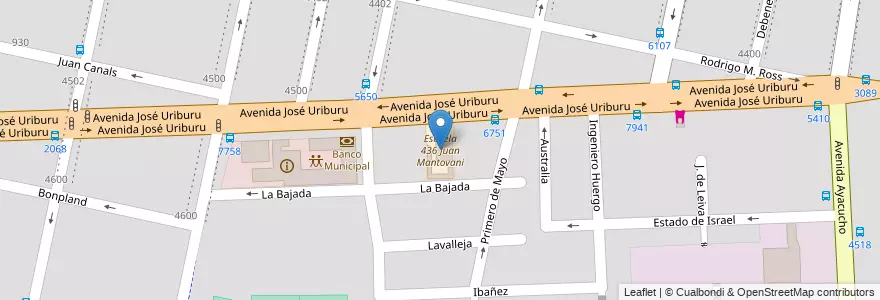 Mapa de ubicacion de Escuela 436 Juan Mantovani en Argentina, Santa Fe, Departamento Rosario, Municipio De Rosario, Rosario.