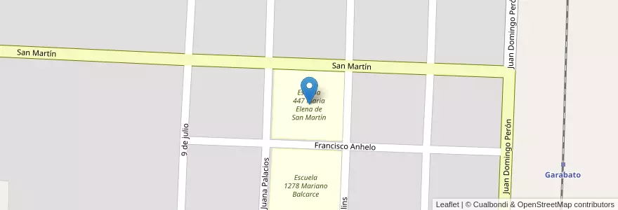 Mapa de ubicacion de Escuela 447 Maria Elena de San Martín en 阿根廷, Santa Fe, Departamento Vera, Municipio De Garabato, Eva Perón.