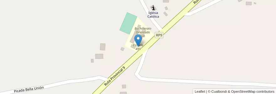 Mapa de ubicacion de Escuela 495 en 아르헨티나, Misiones, Departamento Cainguás, Municipio De Aristóbulo Del Valle.