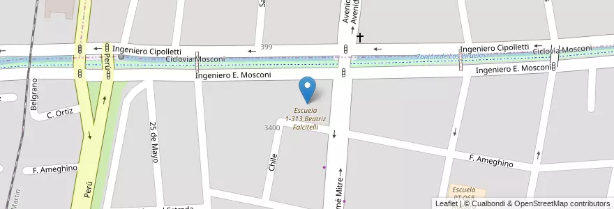 Mapa de ubicacion de Escuela 5-031 (Artistica) en アルゼンチン, チリ, メンドーサ州.