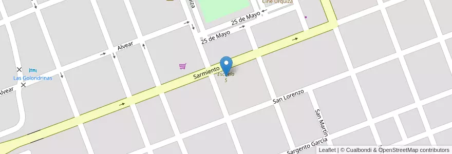 Mapa de ubicacion de Escuela 5 en Argentinië, Entre Ríos, Departamento Colón, Distrito Primero, San José.
