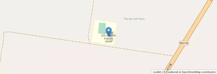 Mapa de ubicacion de Escuela 520 Leopoldo Eugenio Ubeda en アルゼンチン, コリエンテス州, Departamento San Miguel, Municipio De Loreto.