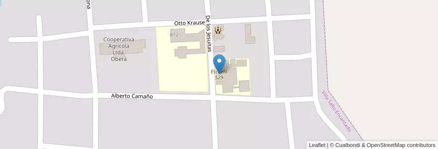 Mapa de ubicacion de Escuela 529 en الأرجنتين, Misiones, Departamento Cainguás, Municipio De Aristóbulo Del Valle, Villa Salto Encantado.