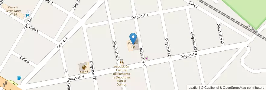 Mapa de ubicacion de Escuela 536, Villa Elisa en Argentinien, Provinz Buenos Aires, Partido De La Plata, Villa Elisa.