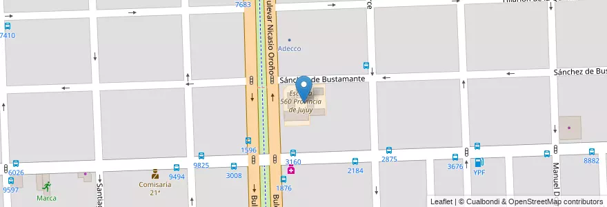 Mapa de ubicacion de Escuela 560 Provincia de Jujuy en 阿根廷, Santa Fe, Departamento Rosario, Municipio De Rosario, 罗萨里奥.