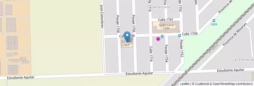 Mapa de ubicacion de Escuela 569 en Arjantin, Santa Fe, Departamento Rosario, Municipio De Rosario.