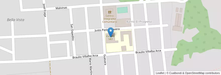 Mapa de ubicacion de Escuela 583 en 阿根廷, Misiones, Departamento Iguazú, Municipio De Puerto Esperanza, Puerto Esperanza.