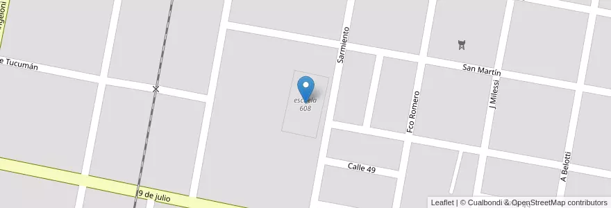 Mapa de ubicacion de escuela 608 en アルゼンチン, サンタフェ州, Departamento San Justo, Municipio De San Justo, San Justo.