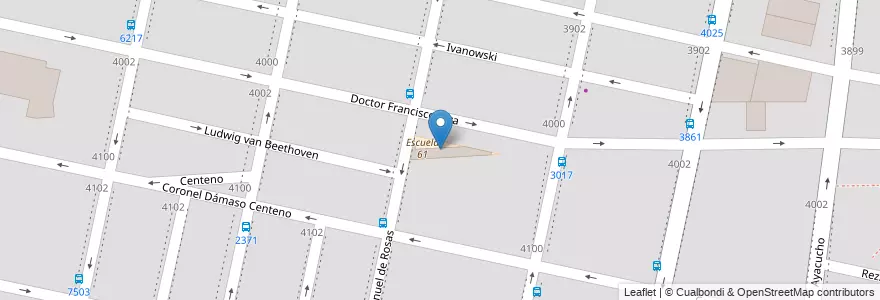 Mapa de ubicacion de Escuela 61 en Arjantin, Santa Fe, Departamento Rosario, Municipio De Rosario, Rosario.