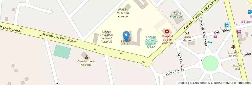 Mapa de ubicacion de Escuela 612 en Аргентина, Misiones, Departamento General Manuel Belgrano, Municipio De San Antonio.