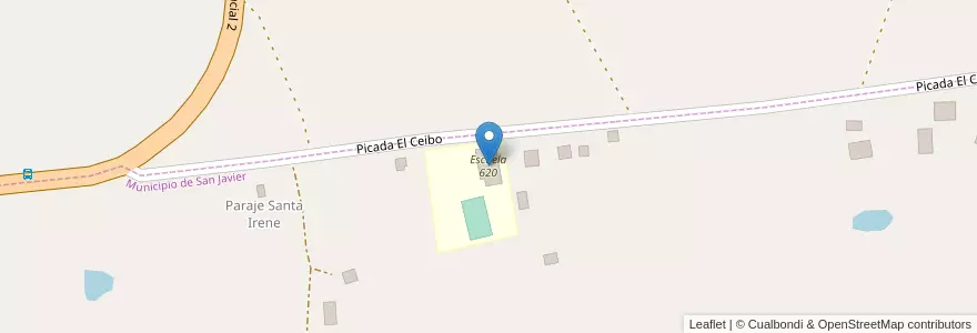 Mapa de ubicacion de Escuela 620 en الأرجنتين, Misiones, Departamento San Javier, Municipio De San Javier.