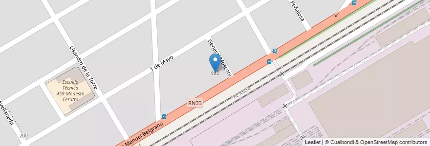 Mapa de ubicacion de Escuela 6398 General Mosconi en 아르헨티나, Santa Fe, Departamento Rosario, Municipio De Pérez, Pérez.