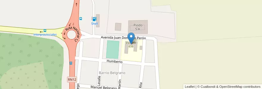 Mapa de ubicacion de Escuela 656 en Argentinien, Misiones, Departamento Iguazú, Municipio De Puerto Esperanza.