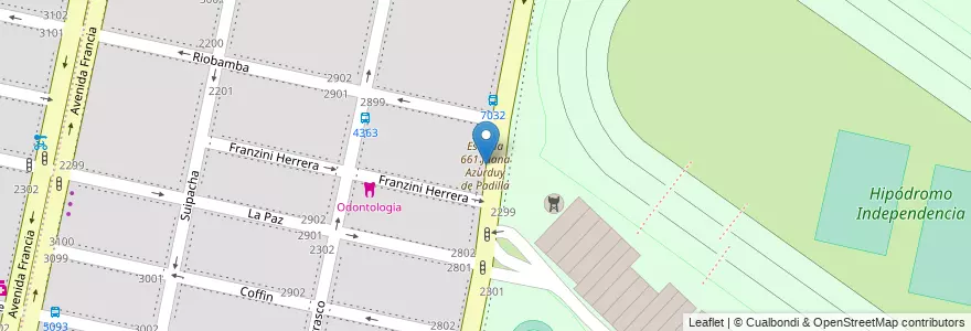 Mapa de ubicacion de Escuela 661 Juana Azurduy de Padilla en Argentinië, Santa Fe, Departamento Rosario, Municipio De Rosario, Rosario.