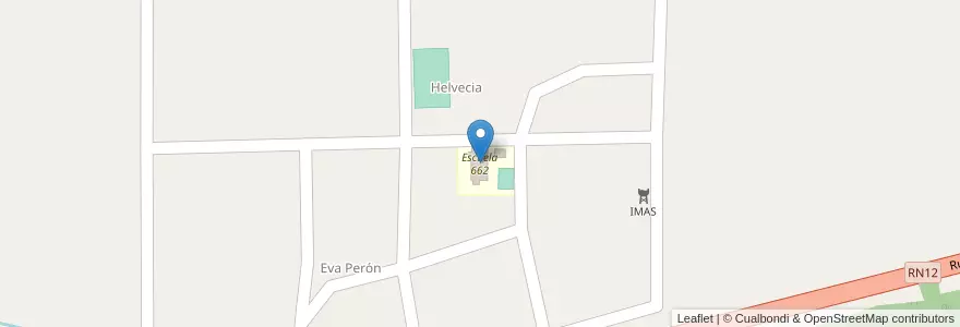 Mapa de ubicacion de Escuela 662 en アルゼンチン, ミシオネス州, Departamento San Ignacio, Municipio De Hipólito Yrigoyen.