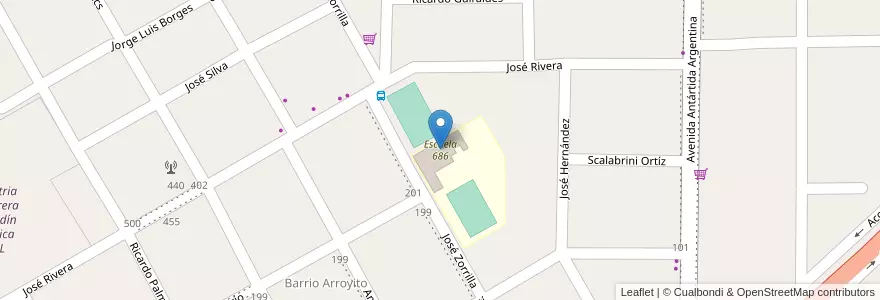 Mapa de ubicacion de Escuela 686 en アルゼンチン, ミシオネス州, Departamento San Ignacio, Municipio De Jardín América.