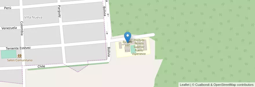Mapa de ubicacion de Escuela 690 en Arjantin, Misiones, Departamento Iguazú, Municipio De Puerto Esperanza.