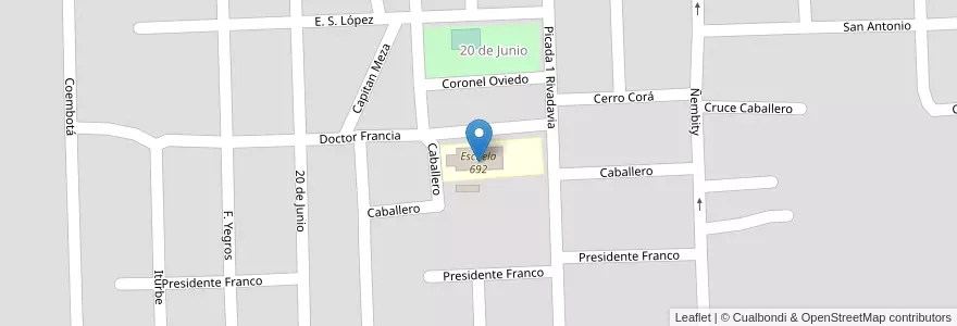 Mapa de ubicacion de Escuela 692 en アルゼンチン, ミシオネス州, Departamento Eldorado, Municipio De Eldorado, Eldorado.