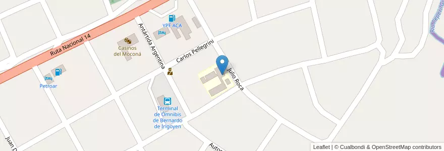 Mapa de ubicacion de Escuela 736 en アルゼンチン, ミシオネス州, Departamento General Manuel Belgrano, Municipio De Bernardo De Irigoyen.
