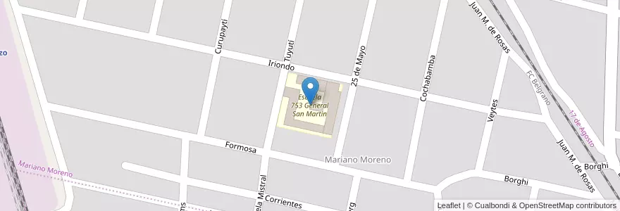 Mapa de ubicacion de Escuela 753 General San Martín en 阿根廷, Santa Fe, Departamento San Lorenzo, Municipio De San Lorenzo, San Lorenzo.