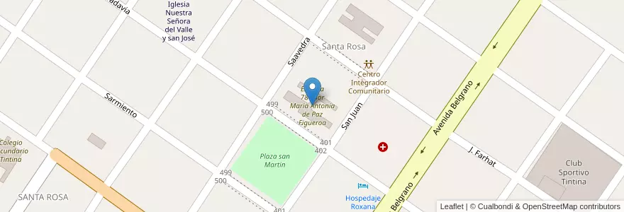 Mapa de ubicacion de Escuela 784 Sor María Antonia de Paz Figueroa en Аргентина, Сантьяго-Дель-Эстеро, Departamento Moreno.