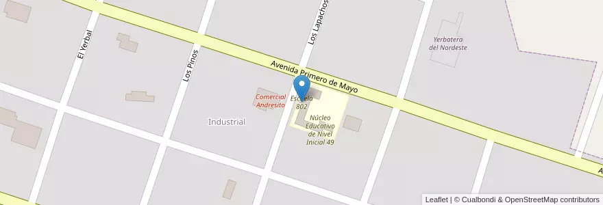 Mapa de ubicacion de Escuela 802 en Argentinië, Misiones, Departamento General Manuel Belgrano, Municipio De Comandante Andresito, Comandante Andresito.