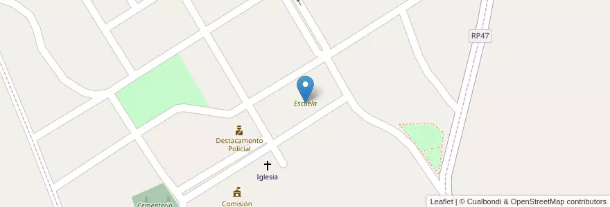 Mapa de ubicacion de Escuela en Argentina, Chile, Neuquén, Departamento Collón Curá, Comisión De Fomento De Santo Tomás, Santo Tomás.
