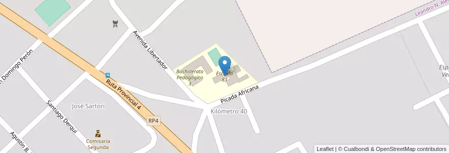 Mapa de ubicacion de Escuela 83 en アルゼンチン, ミシオネス州, Departamento Leandro N. Alem, Municipio De Leandro N. Alem.