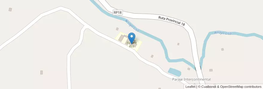 Mapa de ubicacion de Escuela 833 en Argentinien, Misiones, Departamento San Pedro, Municipio De Pozo Azul.