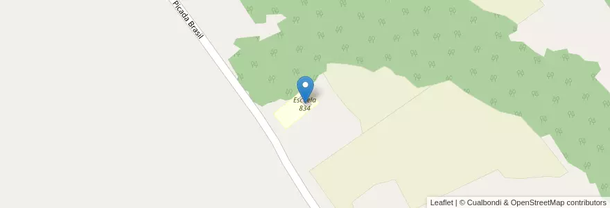 Mapa de ubicacion de Escuela 834 en Arjantin, Misiones, Departamento Cainguás, Municipio De Campo Grande.