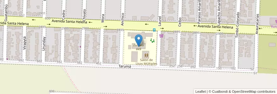 Mapa de ubicacion de Escuela 849 en アルゼンチン, ミシオネス州, Departamento Capital, Municipio De Garupá.