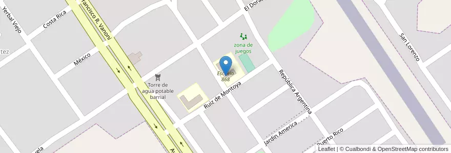 Mapa de ubicacion de Escuela 868 en Argentinien, Misiones, Departamento Cainguás, Municipio De Campo Grande, Campo Grande.
