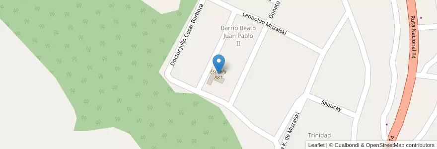 Mapa de ubicacion de Escuela 881 en الأرجنتين, Misiones, Departamento Guaraní, Municipio De San Vicente.