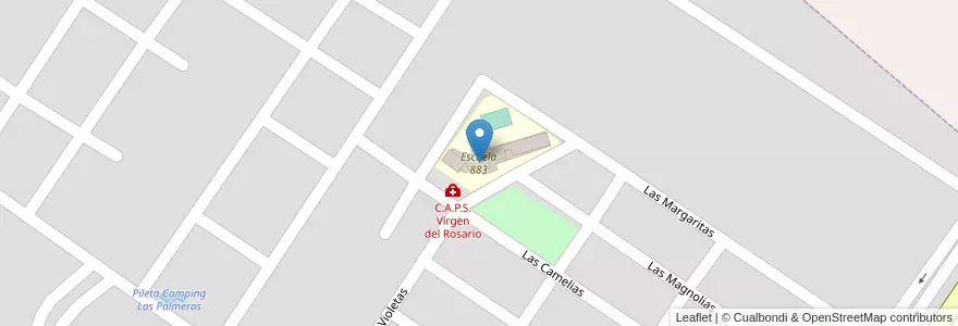 Mapa de ubicacion de Escuela 883 en 아르헨티나, Misiones, Departamento Leandro N. Alem, Municipio De Leandro N. Alem, Leandro N. Alem.