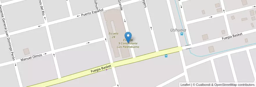 Mapa de ubicacion de Escuela 9 Comandante Luis Piedrabuena en الأرجنتين, Departamento Ushuaia, تشيلي, محافظة تييرا ديل فويغو, Ushuaia.
