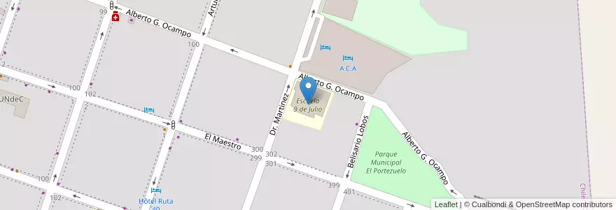 Mapa de ubicacion de Escuela 9 de Julio en アルゼンチン, ラ・リオハ州, Departamento Chilecito, Chilecito.