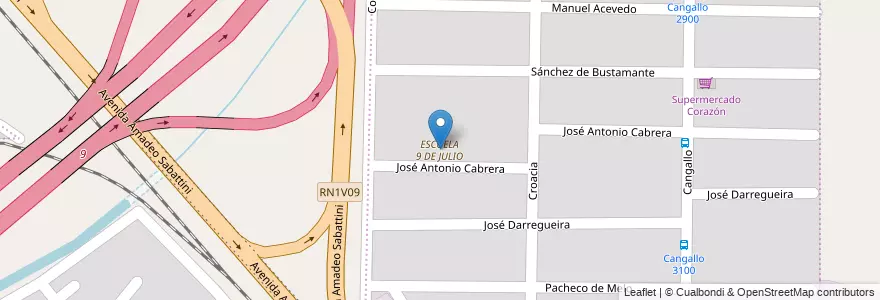 Mapa de ubicacion de ESCUELA 9 DE JULIO en Аргентина, Кордова, Departamento Capital, Pedanía Capital, Córdoba, Municipio De Córdoba.